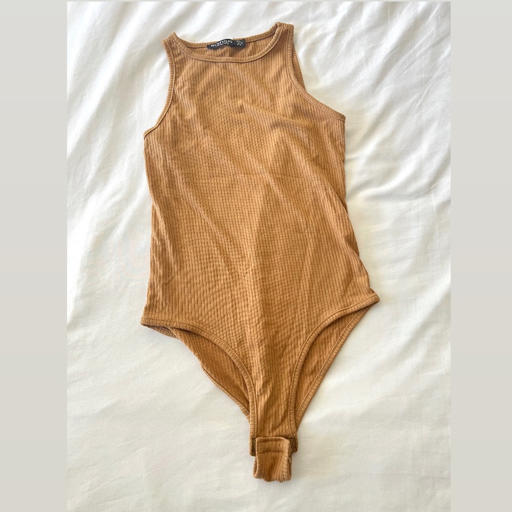 Nasty Gal tan halter bodysuit